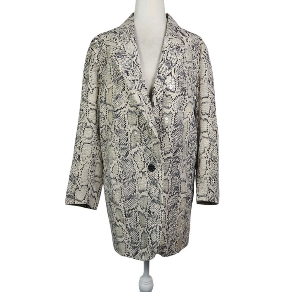 Vintage 80s/90s Cedars x Cache Silk Snake Print Sequin Blazer Jacket S